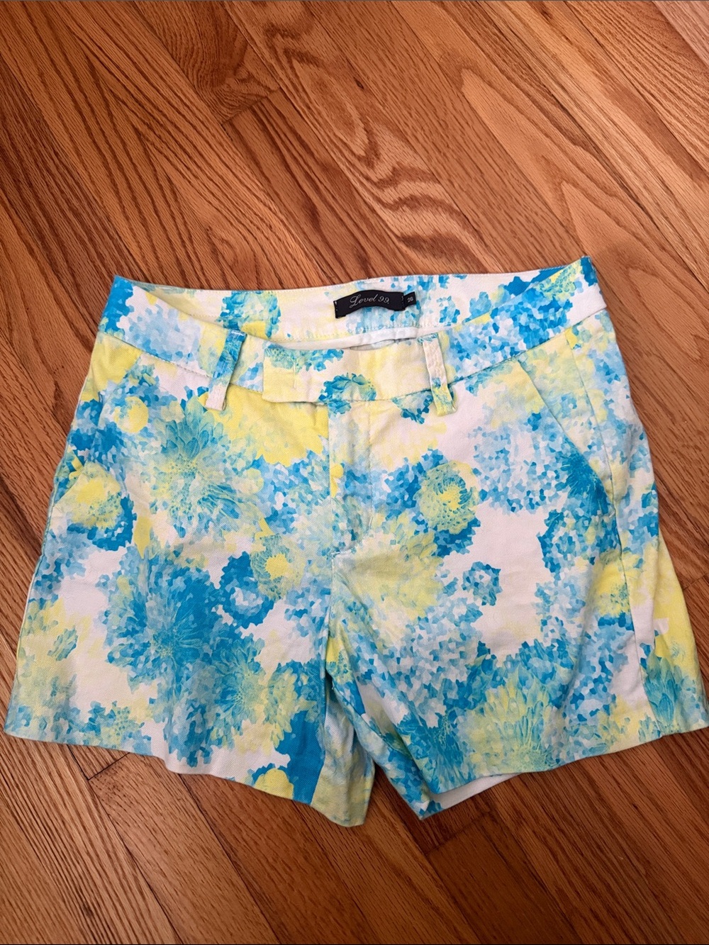Level 99 Blue & Yellow Floral Bermuda Shorts